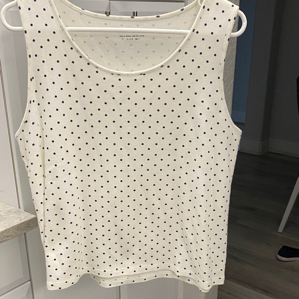 Charter Club Cream Polka Dot Tank Top